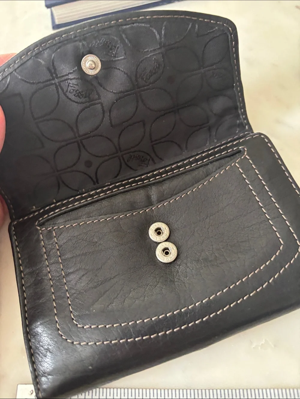 Fossil Black Leather Flap Wallet